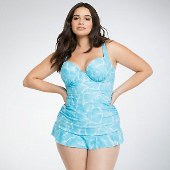 torrid Other - TORRID blue ocean print ruched swimsuit size 3X